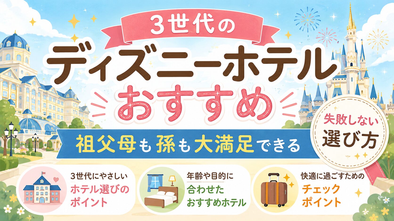【3世代のディズニーホテルおすすめ7選】祖父母も孫も大満足できる失敗しない選び方